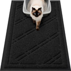 Smiry Cat Litter Box Mat 30x17, Non-Slip Water Resistant Litter Trapping Mat, Easy Clean Less Waste and Urine-Locking Cat Carpet for Indoor, Black