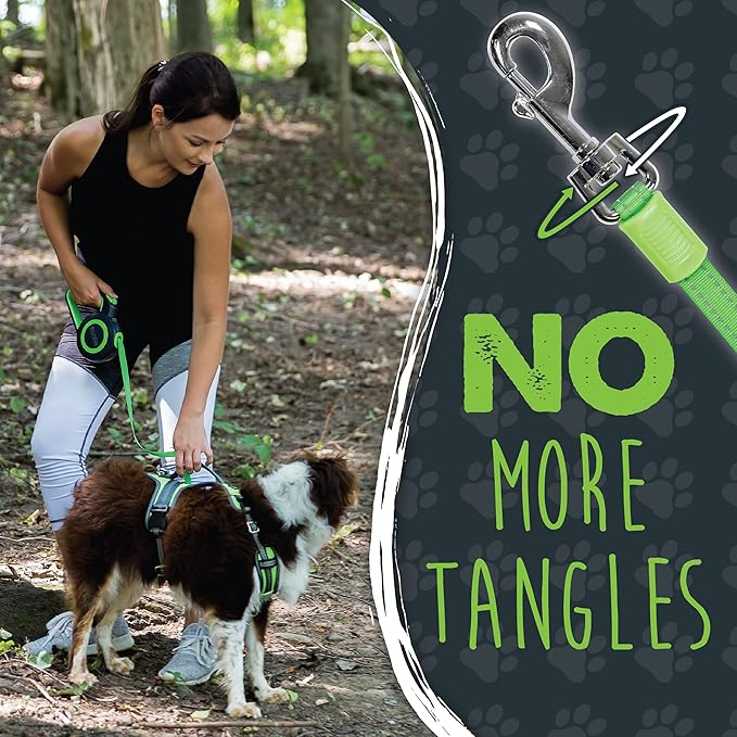 Mighty Paw Retractable Dog Leash, Heavy Duty for Small, Medium & Large Dogs | Anti-Slip Handle, Reflective Nylon Tape, Tangle-Free Swivel Clip, Auto-Locking Button, U-Shaped Guide