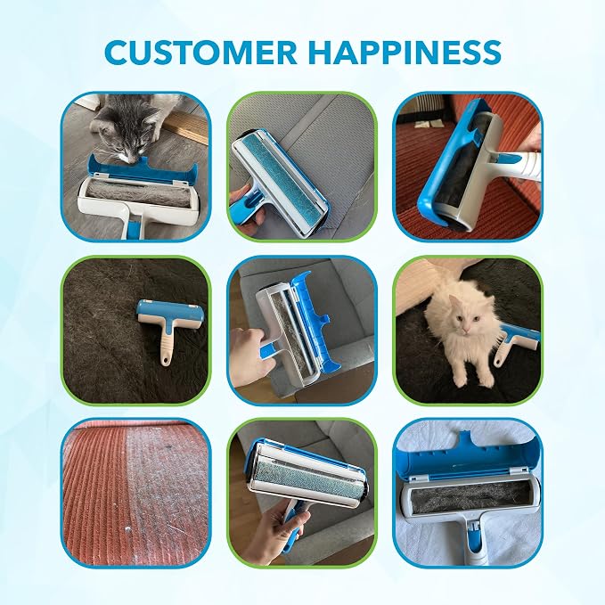 Pet Hair Remover for Laundry - Lint Roller for Pet Hair - Dog Hair Remover with Hair Base - Pet Fur Remover with Comfy Rubber Handle - Easy Clean Pet Hair Remover Roller for Couch
