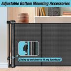24 Inches Tall Retractable Baby Gates for Doorways, Short Dog Gates to Step Over, Extends up to 55" Wide, Reinforced Mesh Baby Gate for Kids or Pets, Doggie Gates Puppy Gates for The House (Black)
