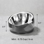 Felli Oblik 15° Tilted Small Animal Bowls for Pet Food & Water 6 oz Stainless Steel Dish Removable, Slanted Metal Plate Feeder for Kitten Puppy Rabbit Bunny Guinchilla Pig (0.75 Cups, Smoky)