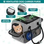 PetAmi Dog Purse Carrier for Small Dogs Cats, TSA Airline Approved Soft-Sided Pet Carrier with Pockets, Ventilated Travel Tote Bag with Bed & Shoulder Strap, Puppy Kitten, Max 12 lbs, Stripe Black