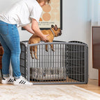 IRIS USA 4-Panel Dog Playpen, Pet Enclosure, Dark Gray | Puppy Training, Flexible Boundary, Configurable Layout, Multi-Shape Setup, Tool-Free Assembly, Stable Non-Tip Base