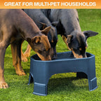 Neater Pet Brands Extra Large Water Bowl for Dogs, Elevated Outdoor Dog Water Bowl (1.25 Gallon XL Capacity), Big Trough Style Food Dish for Indoors or Outside, No Spill Large Dog Bowls, Dark Blue