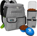 PetAmi Dog Travel Bag Backpack, 27L Airline Approved Pet Supplies Organizer with 2 Food Containers, 2 Collapsible Bowls & Poop Bag Dispenser, Weekend Road Trip Camping Dog Mom Gift, Gray