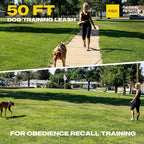 Fida Obedience Recall Training Agility Lead, 50FT Long Dog Leash, Black | 33FT & 50FT, Traffic Handle, Soft Padded, Reflective for Night Safety, Durable Nylon Dog leash for Small Medium Large Breeds