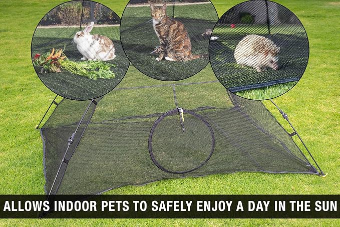 Cat Tent, Large Portable Playhouse for Outdoors and Indoors | Enclosure for felines, kittens and small animals, use outside or inside, a happy habitat that keeps pets contained safely