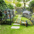 Cat Play Tunnel-for Indoor and Outdoor, Cat Play House, Cat Enclosures Easy to Connect with Two Zipper Doors,Product Size 67'' x 18'',2pcs /Set,Orange and Blue 2 Packs