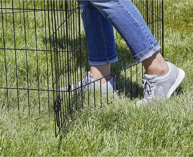 MidWest Homes for Pets 48-Inch Exercise Pen, for Indoor and Outdoor Use, 16 Sq Feet of Play, Single Door Folding Dog Pen, with Large Door Opening & Secure Latch, Easy to Set Up, Foldable Dog Playpen