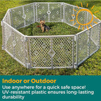 MyPet 8-Panel Paws Petyard, Gray Dog Playpen, Durable & UV-Resistant Puppy Playpen, Indoor/Outdoor Portable Dog Pen, Adjustable for Your Pet's Comfort, Friendly Design for Happy Pets