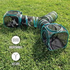 Kitty City Outdoor Catio Furniture and Play Kits for Cats, Three Way Tunnel