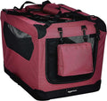 Amazon Basics Folding Portable Soft Pet Dog Crate Carrier Kennel, 26 x 18 x 18 inches, Red