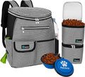 PetAmi Dog Travel Bag Backpack, 27L Airline Approved Pet Supplies Organizer with 2 Food Containers, 2 Collapsible Bowls & Poop Bag Dispenser, Weekend Road Trip Camping Dog Mom Gift, Stripe Black
