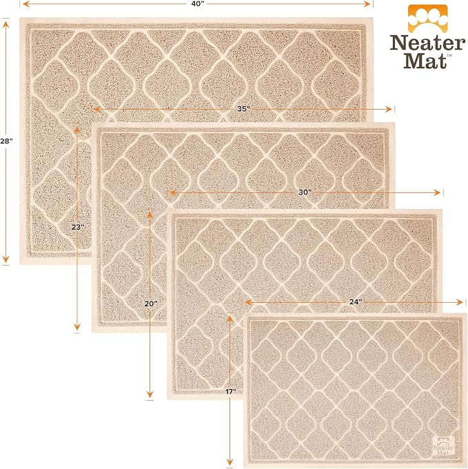 Neater Pets Neater Mat Cat Litter Mat, Thick & Durable Cat Mat for Litter Box, Trapper Pad Catches Mess to Protect Indoor Floors, Soft on Kitty Paws, Anti-Skid Grip Backing, Easy to Clean, Beige