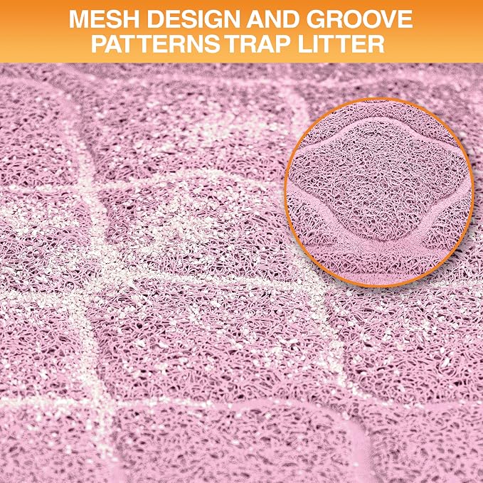 Neater Pets Neater Mat Cat Litter Mat, Thick & Durable Cat Mat for Litter Box, Trapper Pad Catches Mess to Protect Indoor Floors, Soft on Kitty Paws, Anti-Skid Grip Backing, Easy to Clean, Pink