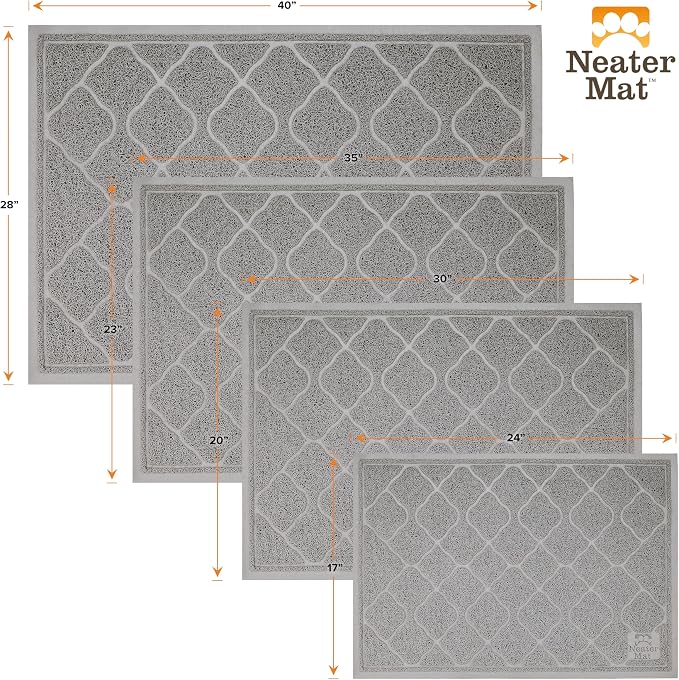 Neater Pets Neater Mat Cat Litter Mat, Thick & Durable Cat Mat for Litter Box, Trapper Pad Catches Mess to Protect Indoor Floors, Soft on Kitty Paws, Anti-Skid Grip Backing, Easy to Clean, Grey